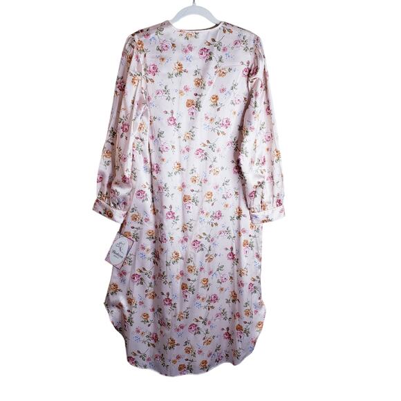 NWT VINTAGE BARBIZON Cuddleskin Satin Pink Floral Nightgown Medium Modest *Flaw - Picture 8 of 14